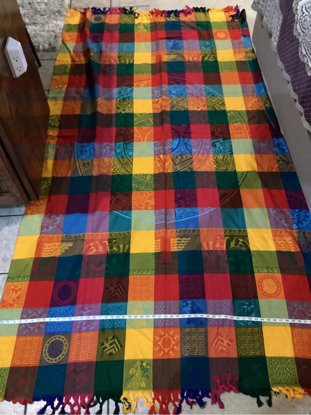 Colorful Patchwork Fringe Throw Blanket